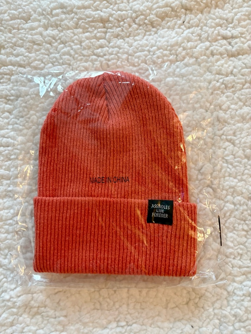 Assholes Live Forever Orange Knit Beanie Hat